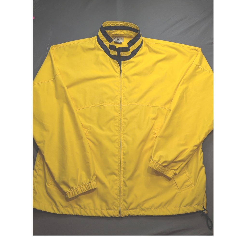 Cutter & Buck Mens XL Yellow Full Zip Windbreaker Jacket Golf Lightweight Logo